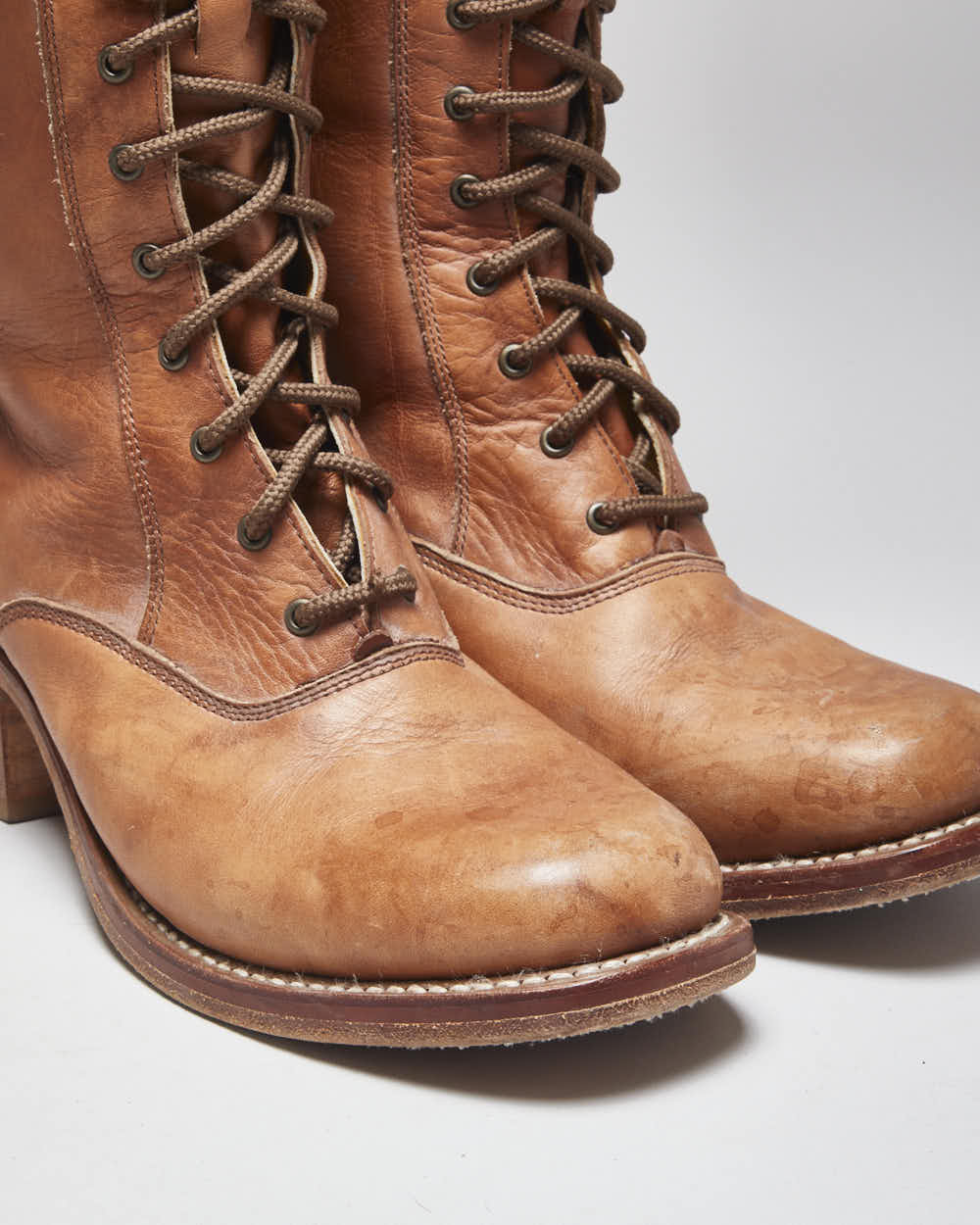 Vintage Frye Lace-Up Brown Leather Boots - UK7.5