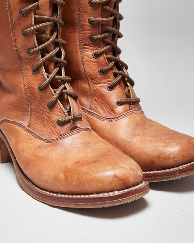 Vintage Frye Lace-Up Brown Leather Boots - UK7.5