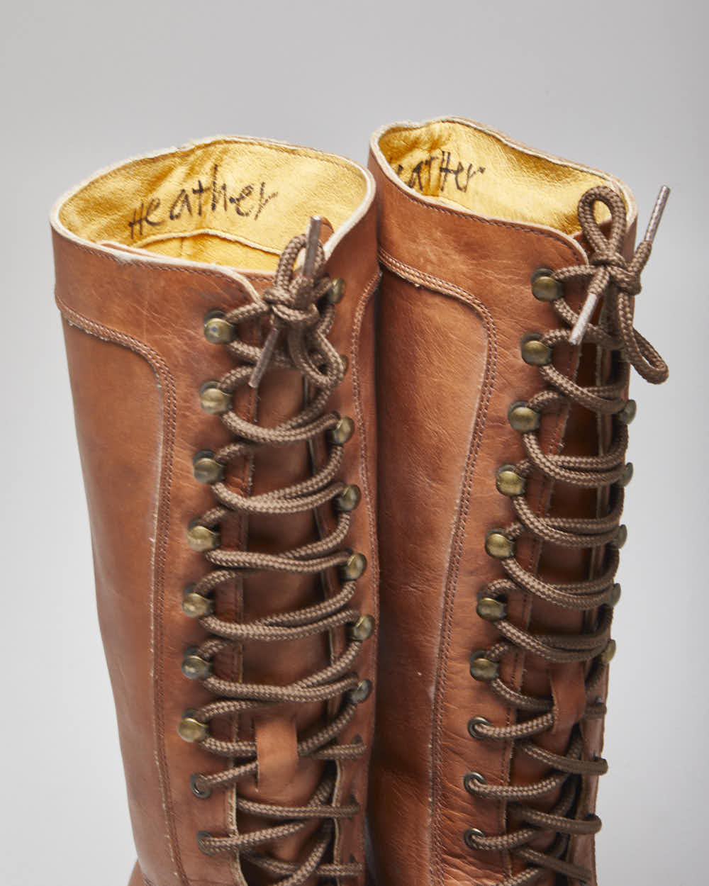 Vintage Frye Lace-Up Brown Leather Boots - UK7.5