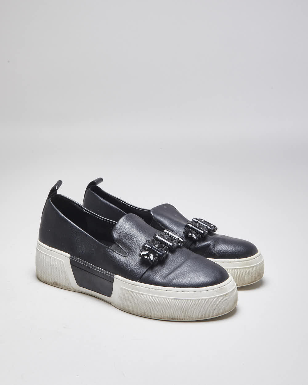 Vintage Karl Lagerfeld Platform Leather Slip On Trainers - UK 8