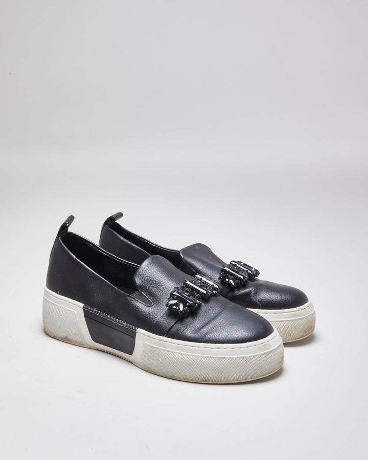 Vintage Karl Lagerfeld Platform Leather Slip On Trainers - UK 8