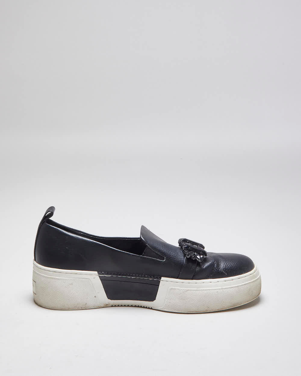Vintage Karl Lagerfeld Platform Leather Slip On Trainers - UK 8
