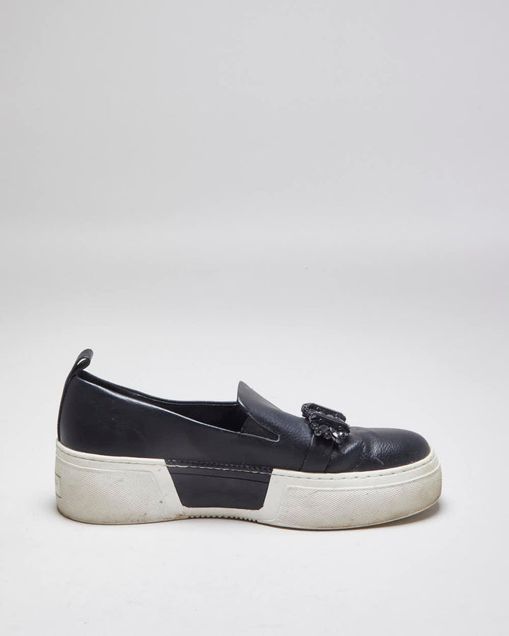 Vintage Karl Lagerfeld Platform Leather Slip On Trainers - UK 8