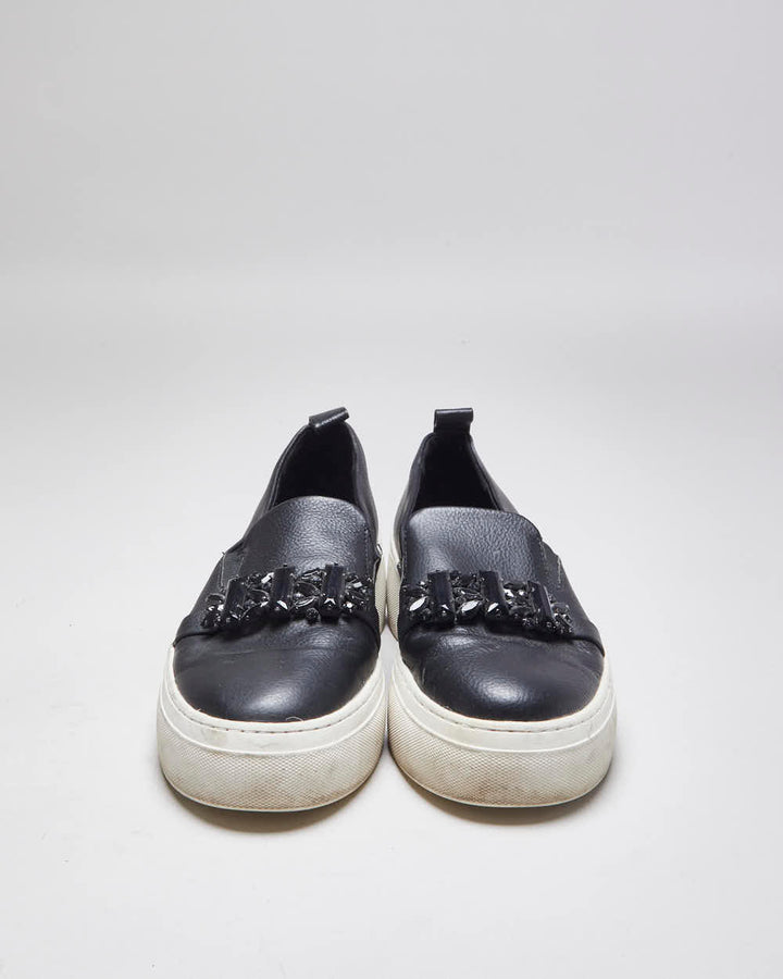 Vintage Karl Lagerfeld Platform Leather Slip On Trainers - UK 8