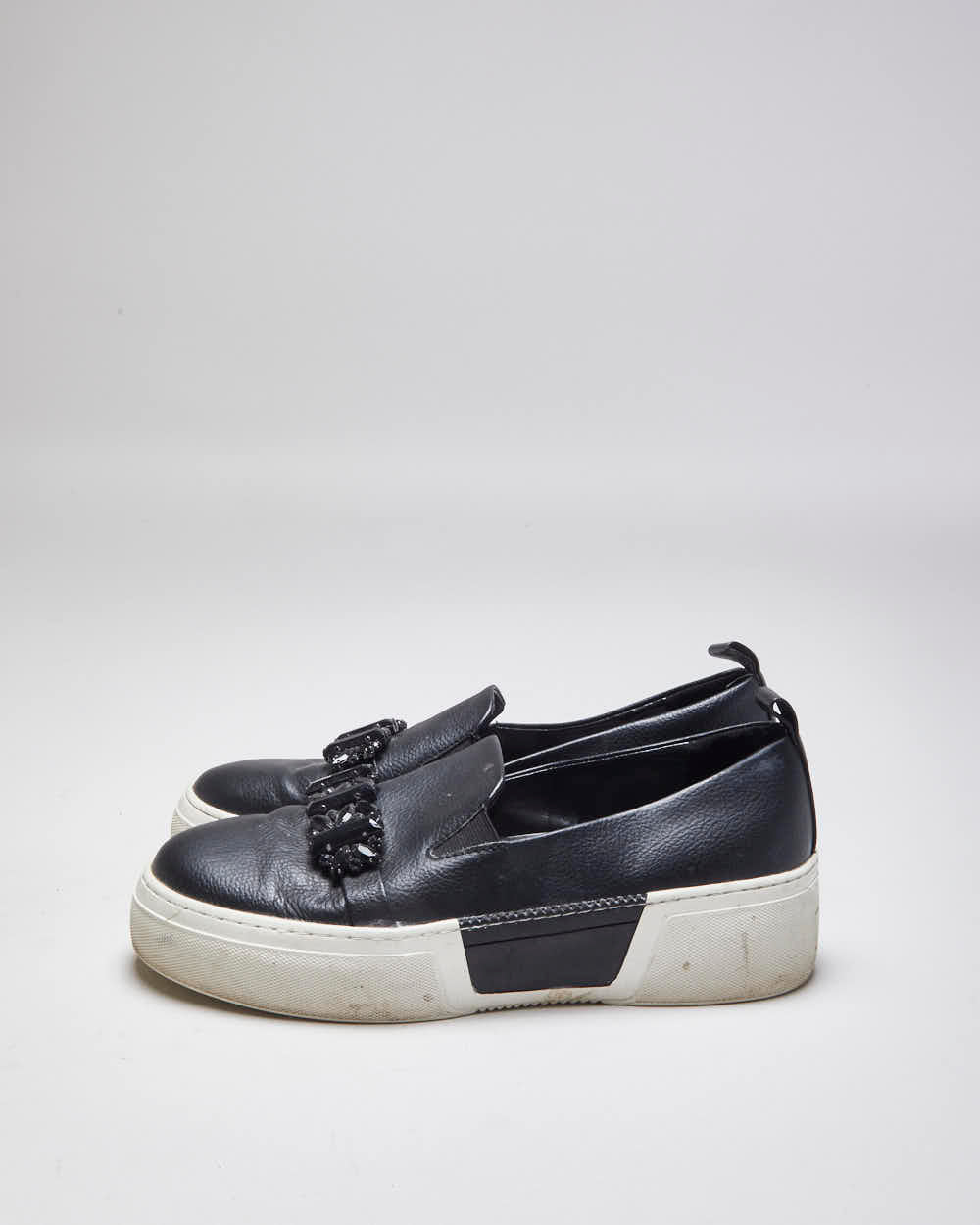 Vintage Karl Lagerfeld Platform Leather Slip On Trainers - UK 8