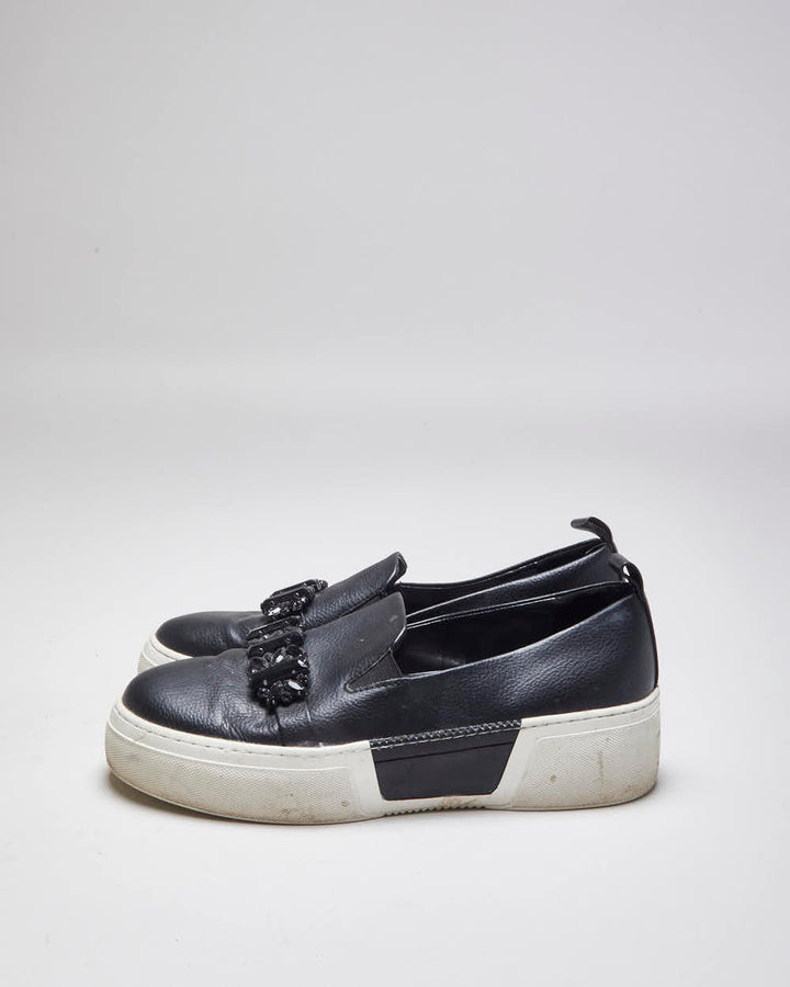 Vintage Karl Lagerfeld Platform Leather Slip On Trainers - UK 8