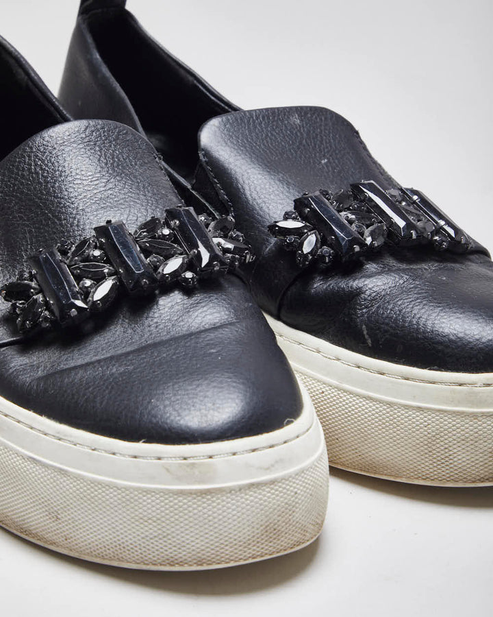 Vintage Karl Lagerfeld Platform Leather Slip On Trainers - UK 8