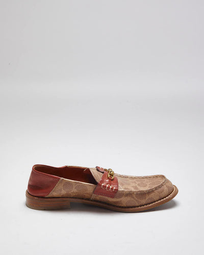 Coach Monogram Print Soft Back Leather Loafers - UK 4.5