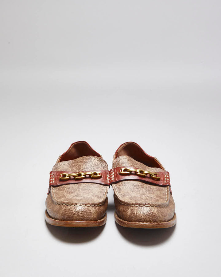 Coach Monogram Print Soft Back Leather Loafers - UK 4.5
