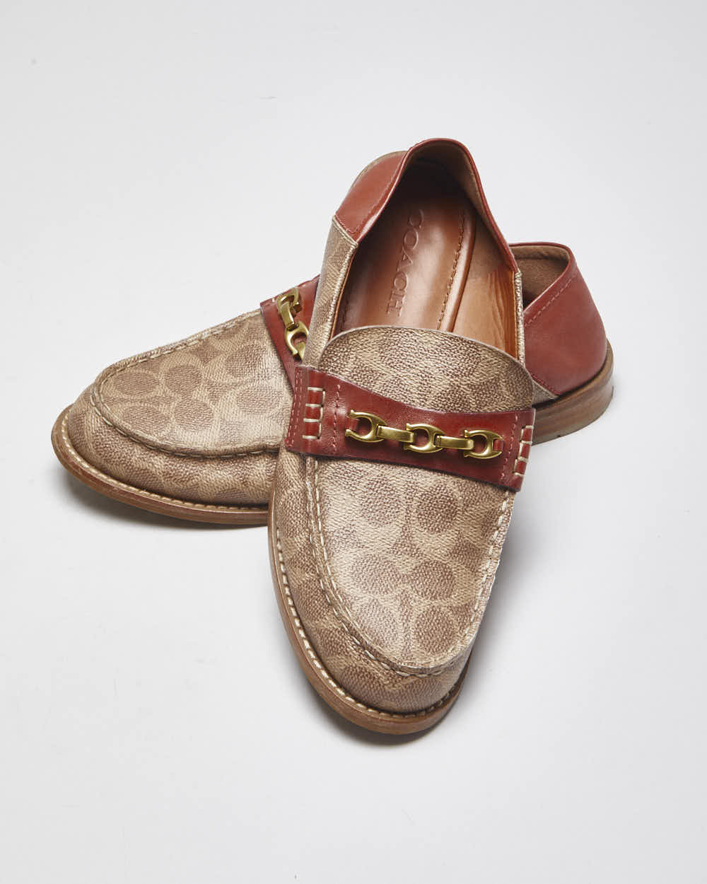 Coach Monogram Print Soft Back Leather Loafers - UK 4.5