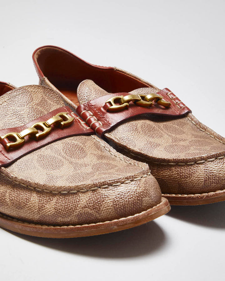 Coach Monogram Print Soft Back Leather Loafers - UK 4.5