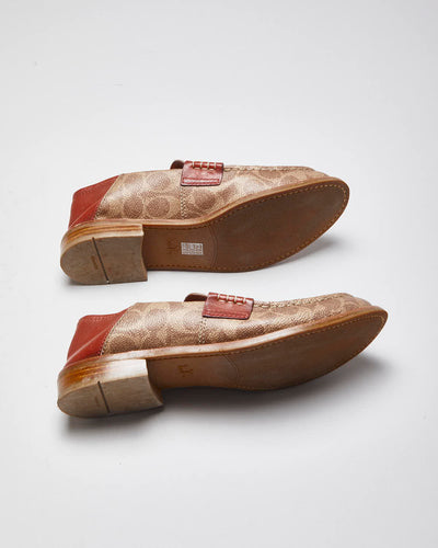 Coach Monogram Print Soft Back Leather Loafers - UK 4.5
