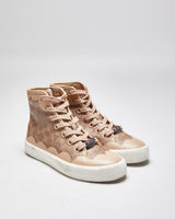 Vintage Coach Monogram Print Leather High Top Trainers - UK 5
