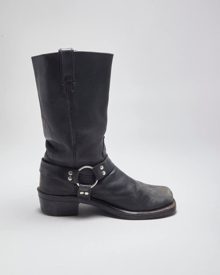 Vintage Boulet Black leather Biker Boots - UK7