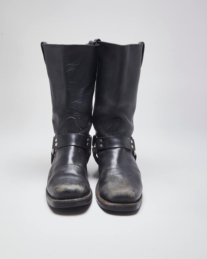 Vintage Boulet Black leather Biker Boots - UK7
