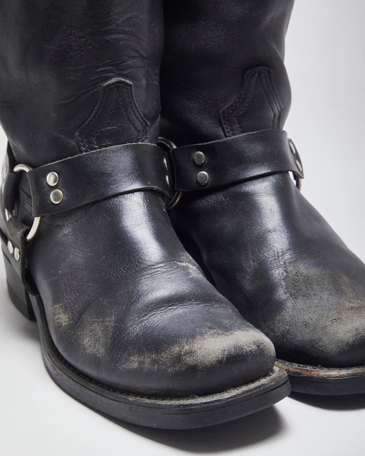 Vintage Boulet Black leather Biker Boots - UK7