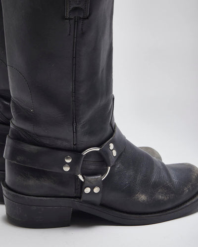 Vintage Boulet Black leather Biker Boots - UK7