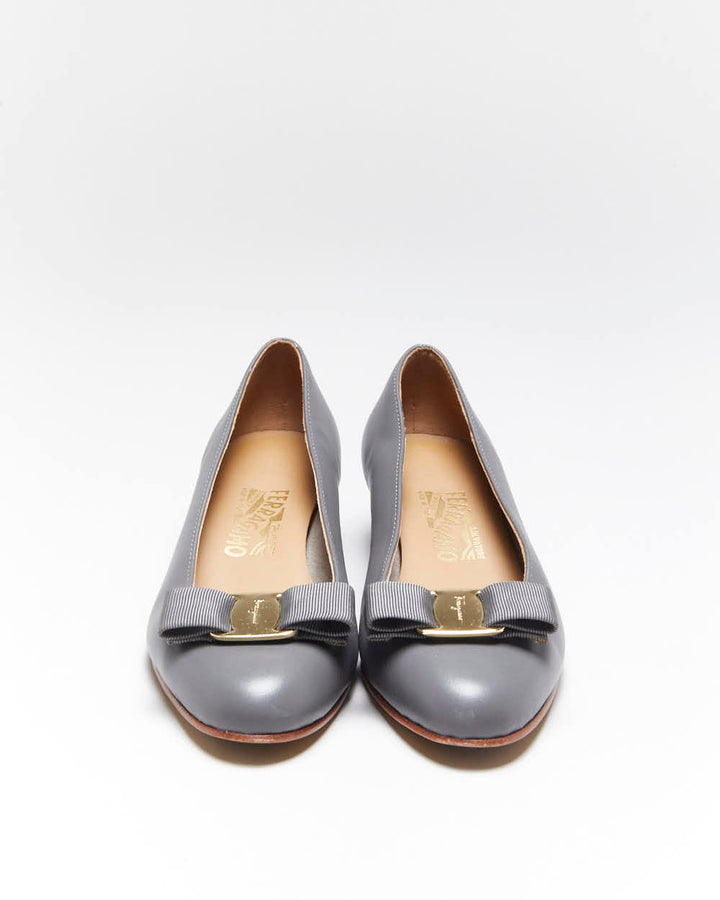 Vintage Salvatore Ferragamo Grey Heels - Uk3