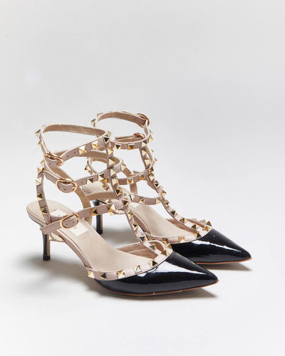 Vintage Valentino Rockstud Patent Leather Heels - UK 3