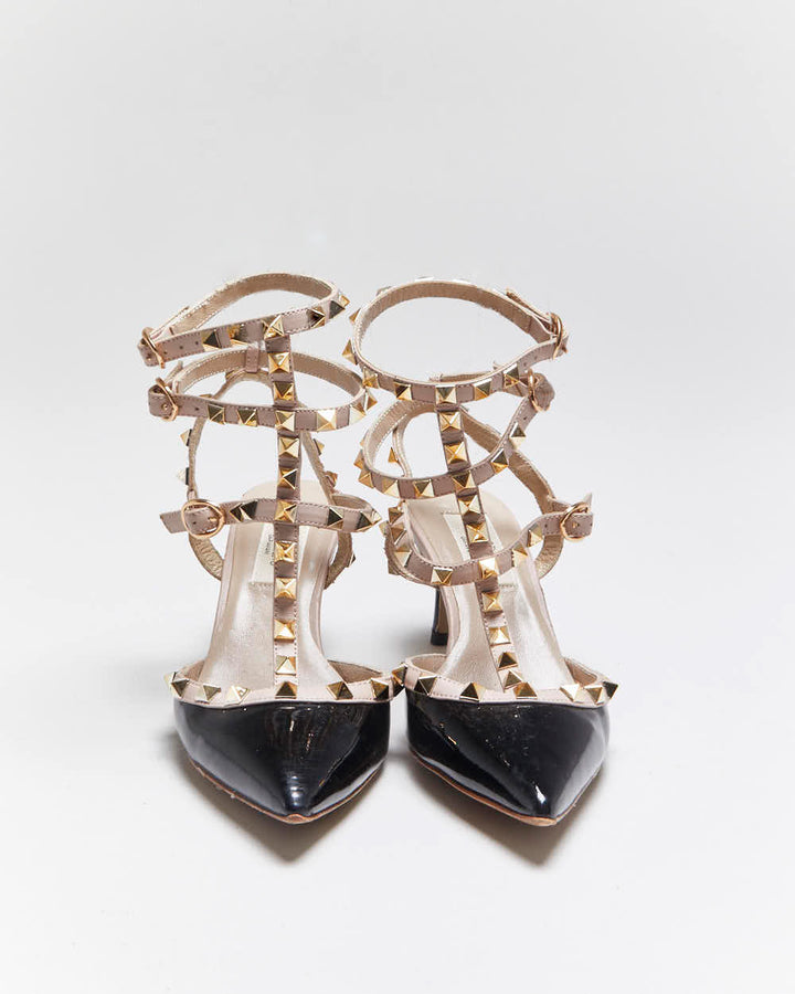 Vintage Valentino Rockstud Patent Leather Heels - UK 3
