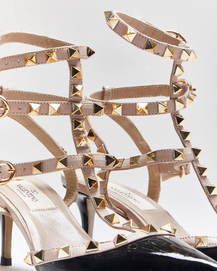 Vintage Valentino Rockstud Patent Leather Heels - UK 3