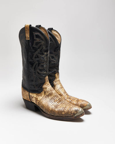 Vintage Dan Post Snakeskin Cowboy Boots - UK8