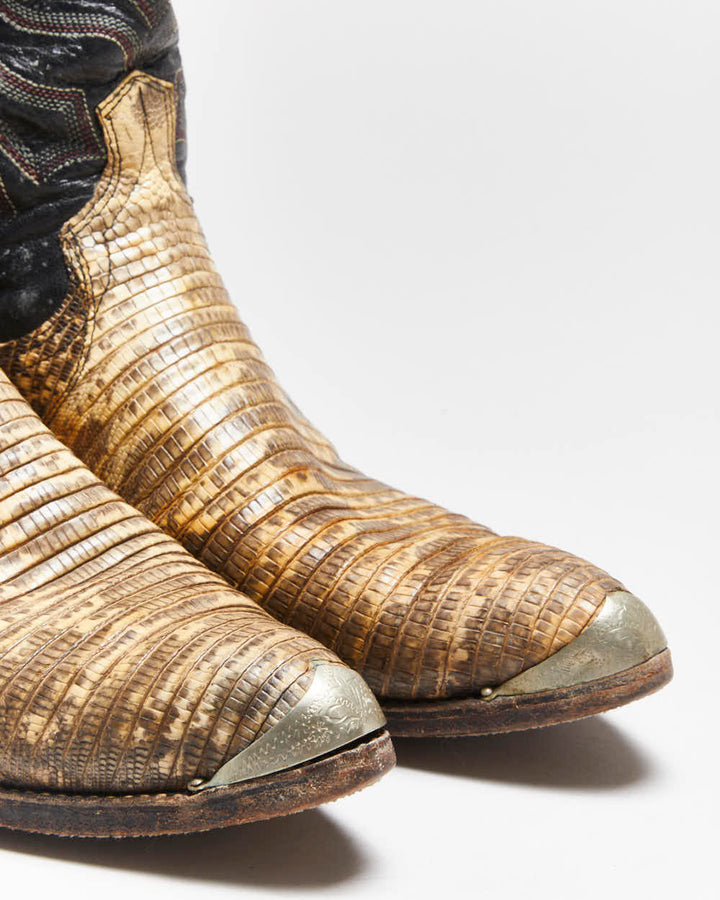 Vintage Dan Post Snakeskin Cowboy Boots - UK8