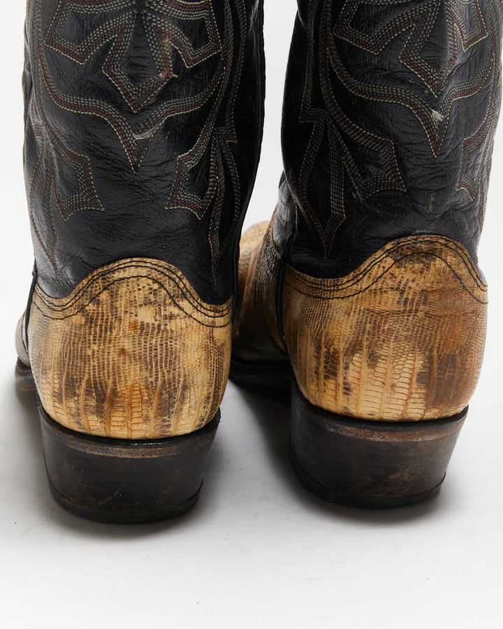 Vintage Dan Post Snakeskin Cowboy Boots - UK8