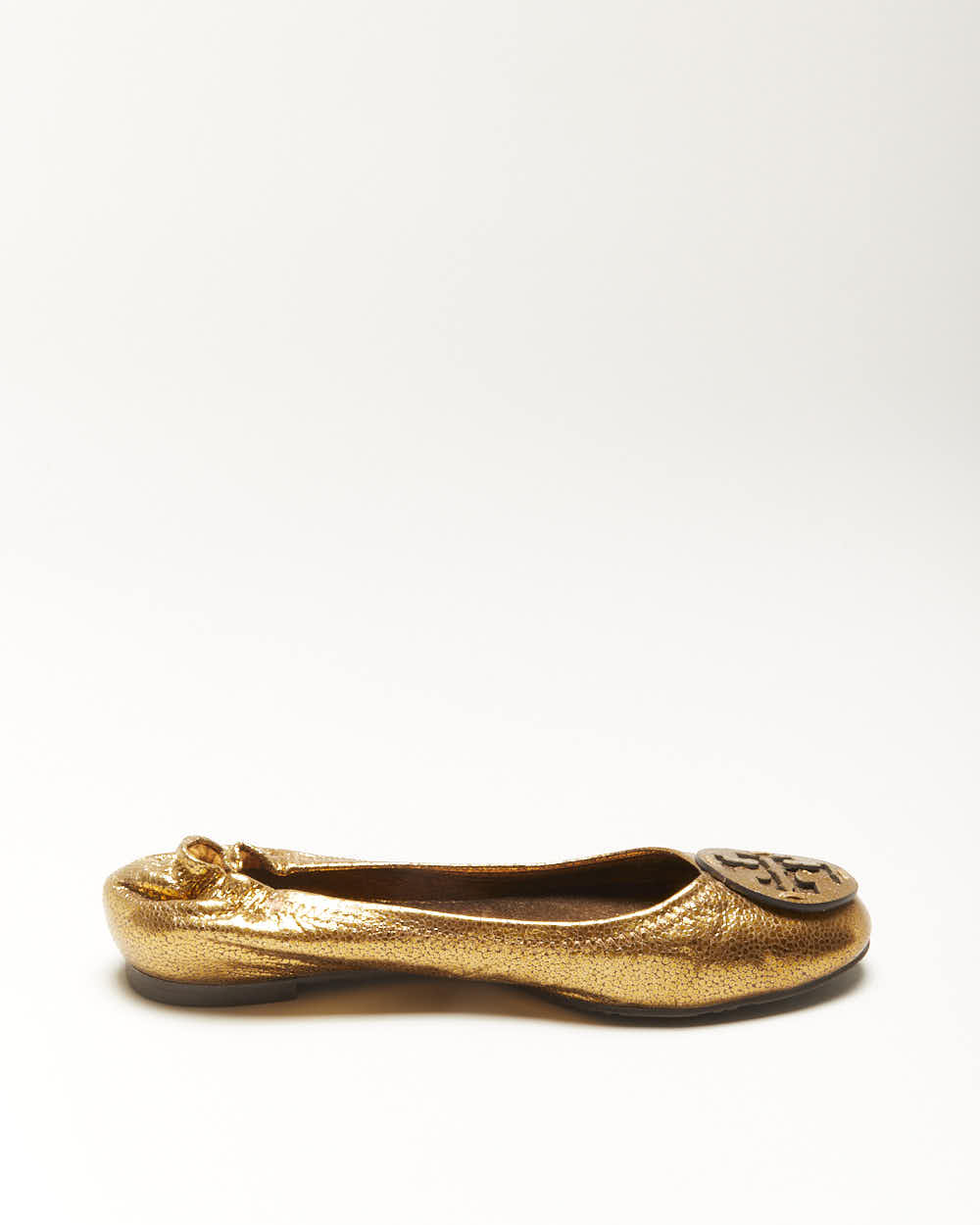 Tory Burch Gold Leather Ballet Flats - UK5