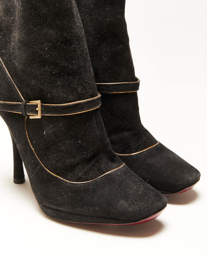 Louis Vuitton Suede Heel Ankle Boots - UK4.5