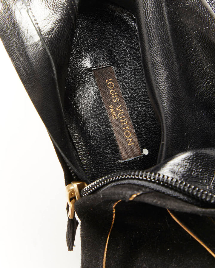 Louis Vuitton Suede Heel Ankle Boots - UK4.5