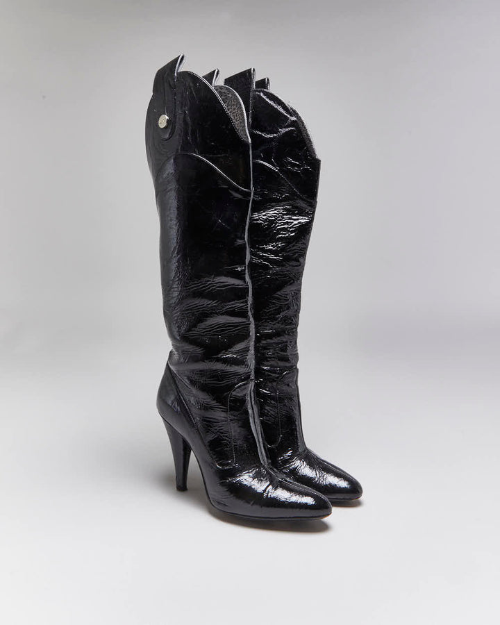 Vintage Dolce & Gabbana Patent High Heel Boots - UK4