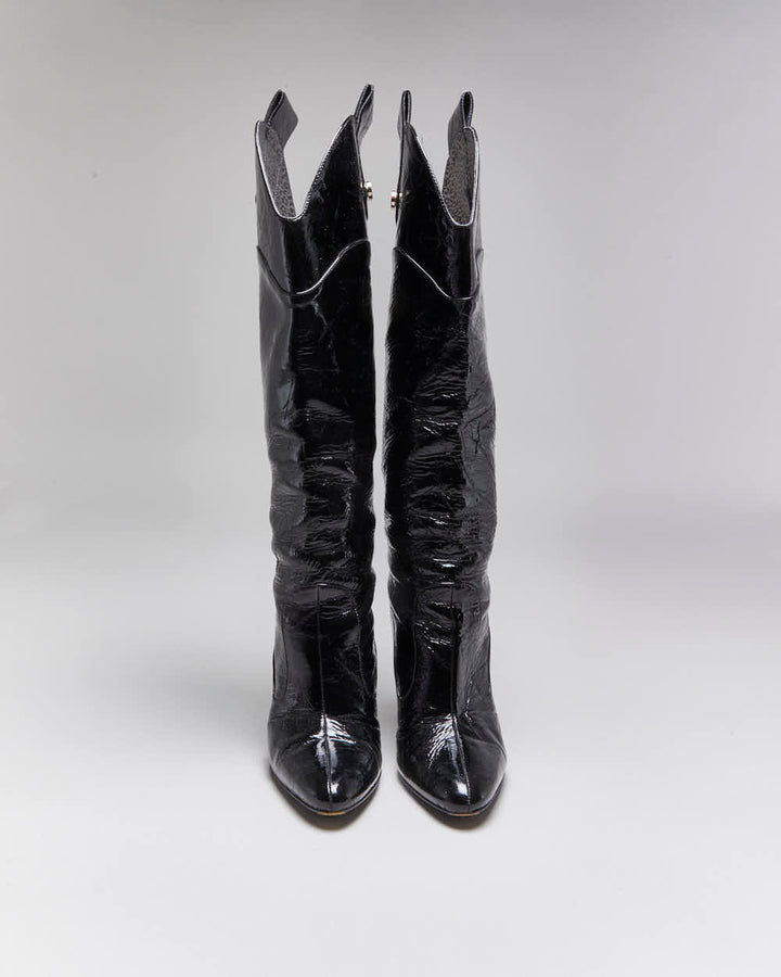 Vintage Dolce & Gabbana Patent High Heel Boots - UK4