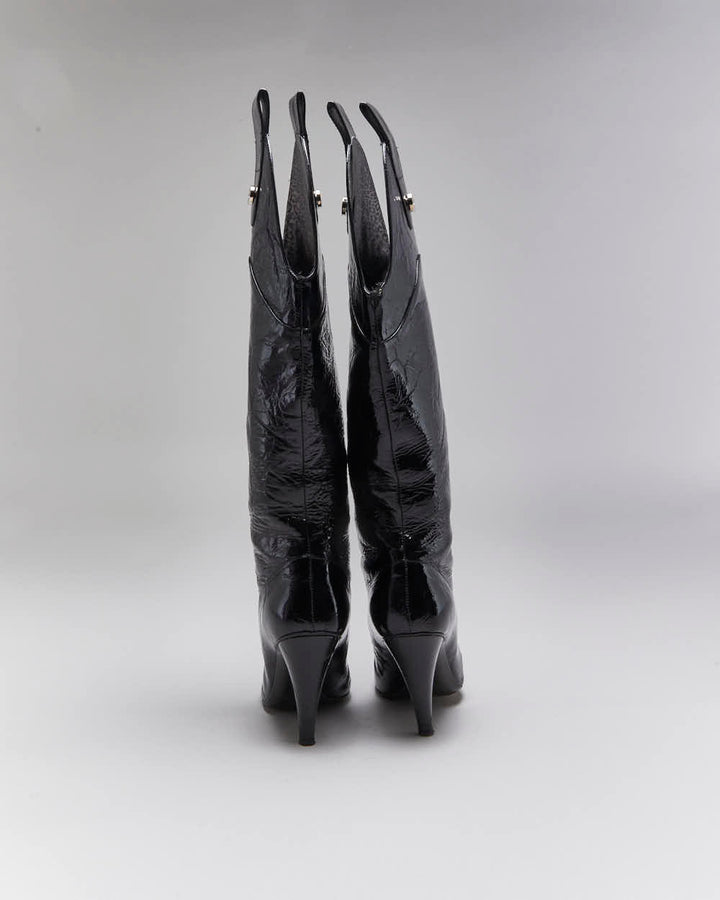 Vintage Dolce & Gabbana Patent High Heel Boots - UK4
