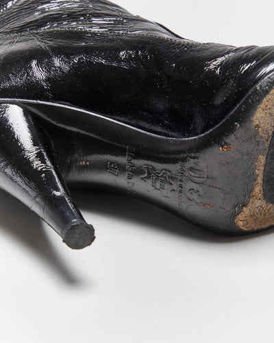 Vintage Dolce & Gabbana Patent High Heel Boots - UK4