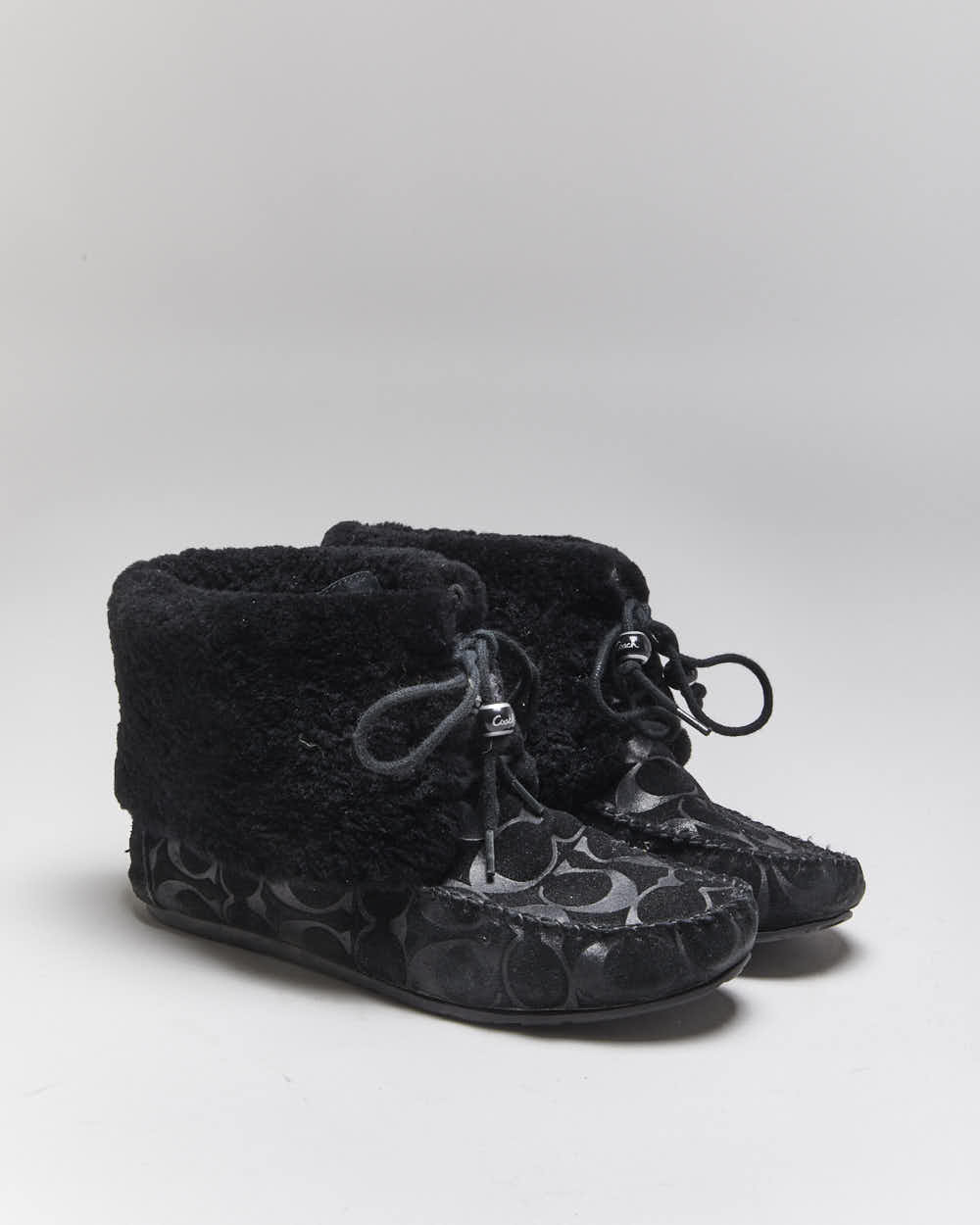 Vintage Y2k 00s Coach Monogram Moccasin Boots - UK5