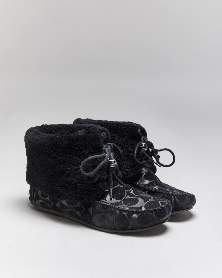 Vintage Y2k 00s Coach Monogram Moccasin Boots - UK5