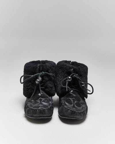 Vintage Y2k 00s Coach Monogram Moccasin Boots - UK5