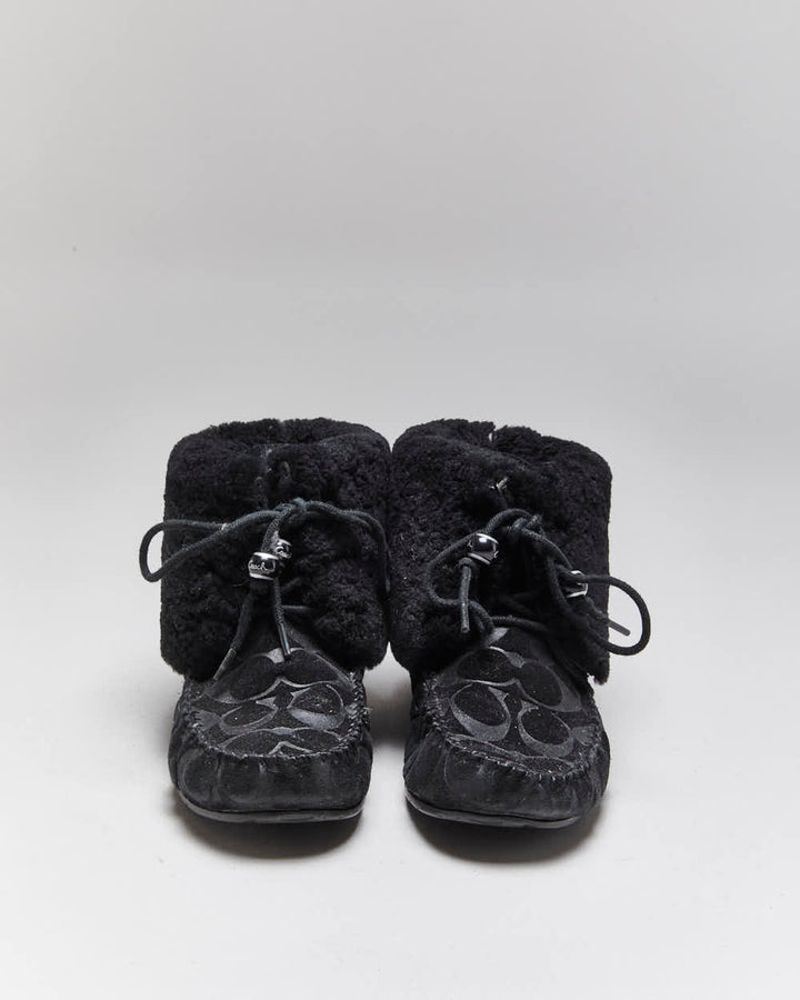 Vintage Y2k 00s Coach Monogram Moccasin Boots - UK5