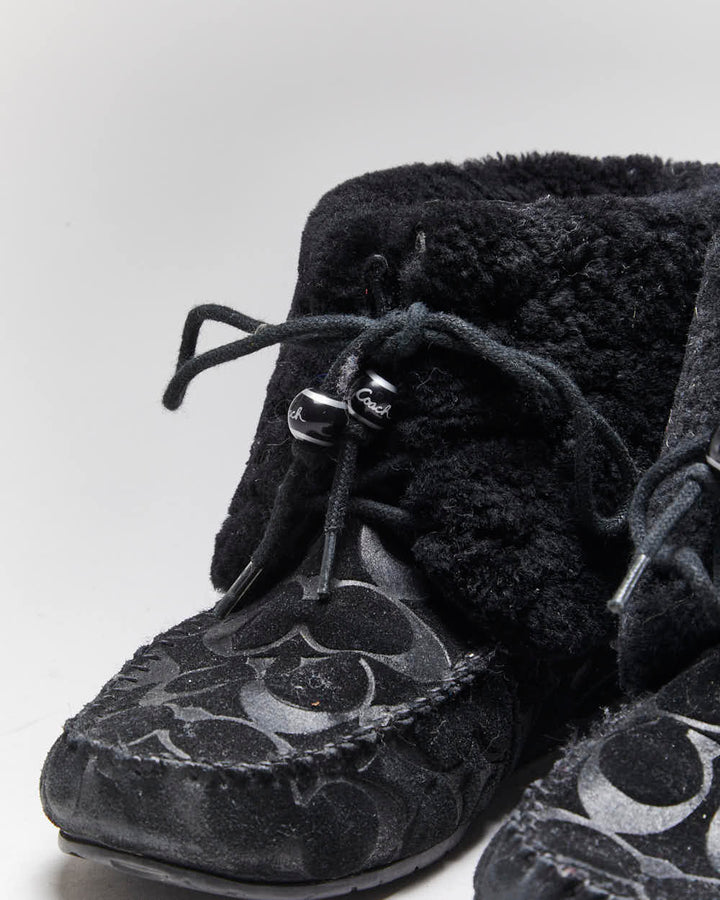 Vintage Y2k 00s Coach Monogram Moccasin Boots - UK5