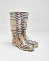 Vintage Y2K 00s Burberry Nova Check Women's Mid Calf Wellington Boots - UK3