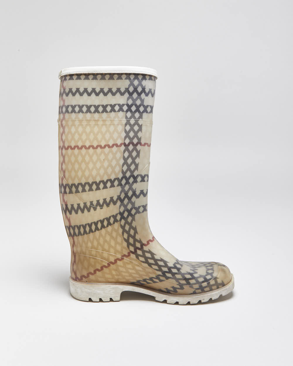 Vintage Y2K 00s Burberry Nova Check Women's Mid Calf Wellington Boots - UK3