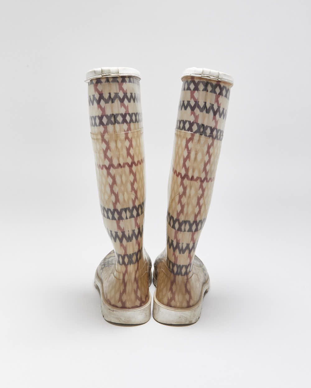Vintage Y2K 00s Burberry Nova Check Women's Mid Calf Wellington Boots - UK3