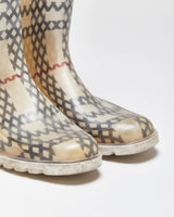 Vintage Y2K 00s Burberry Nova Check Women's Mid Calf Wellington Boots - UK3
