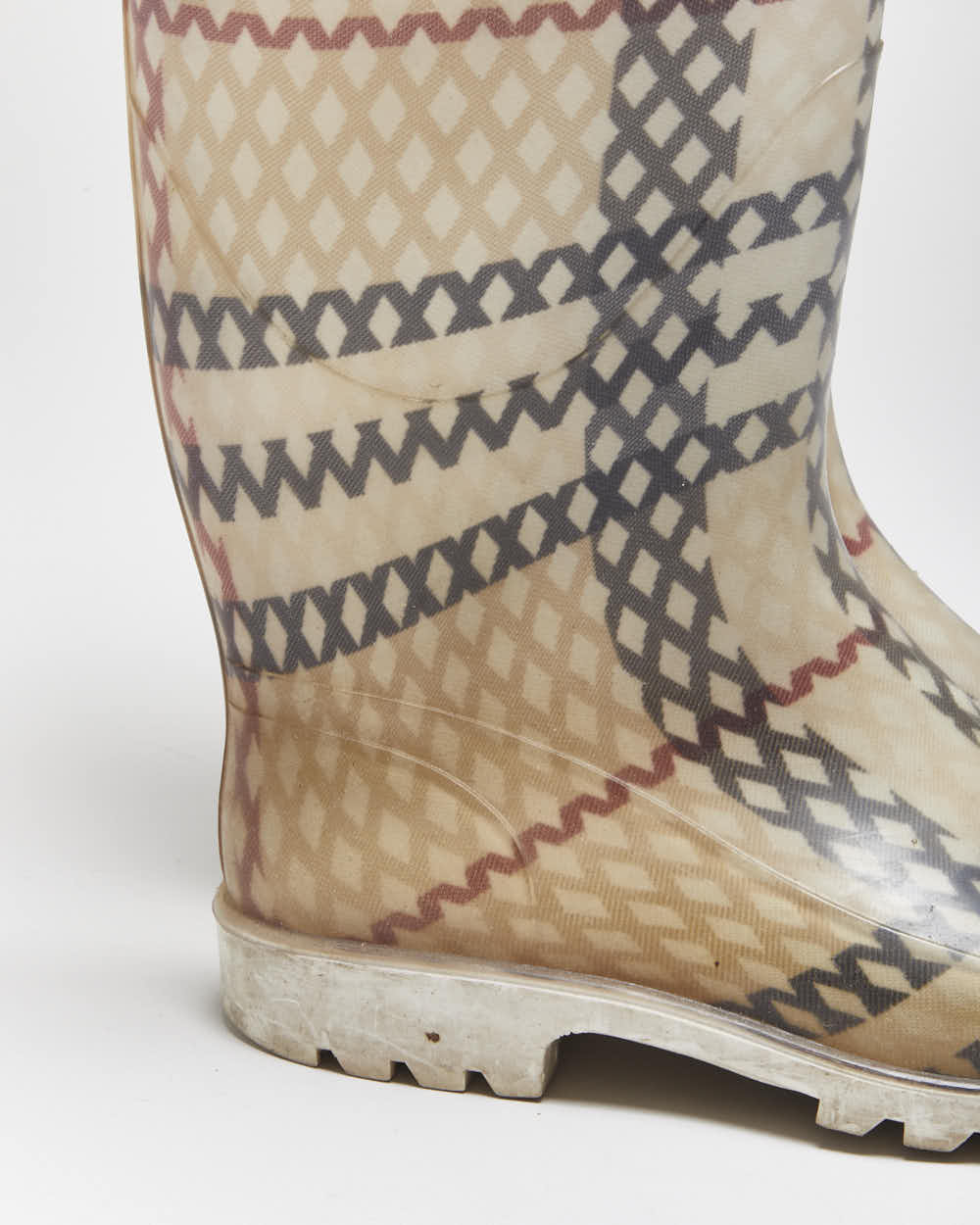 Vintage Y2K 00s Burberry Nova Check Women's Mid Calf Wellington Boots - UK3