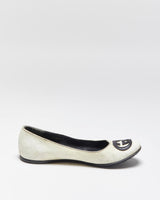 Vintage Y2K 00s Gucci Tom Ford Monogram GG Grained Leather Ballet Flats - UK2.5