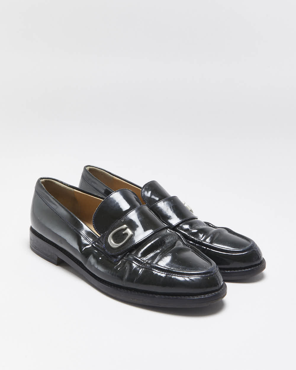 Vintage Y2K 00s Gucci Tom Ford Women's Green Patent Leather G Loafers - UK4