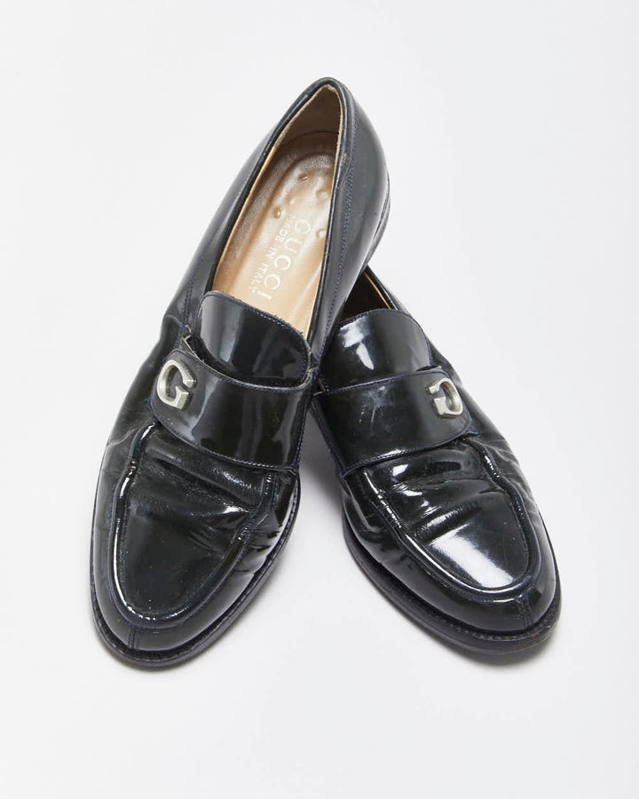 Vintage Y2K 00s Gucci Tom Ford Women's Green Patent Leather G Loafers - UK4