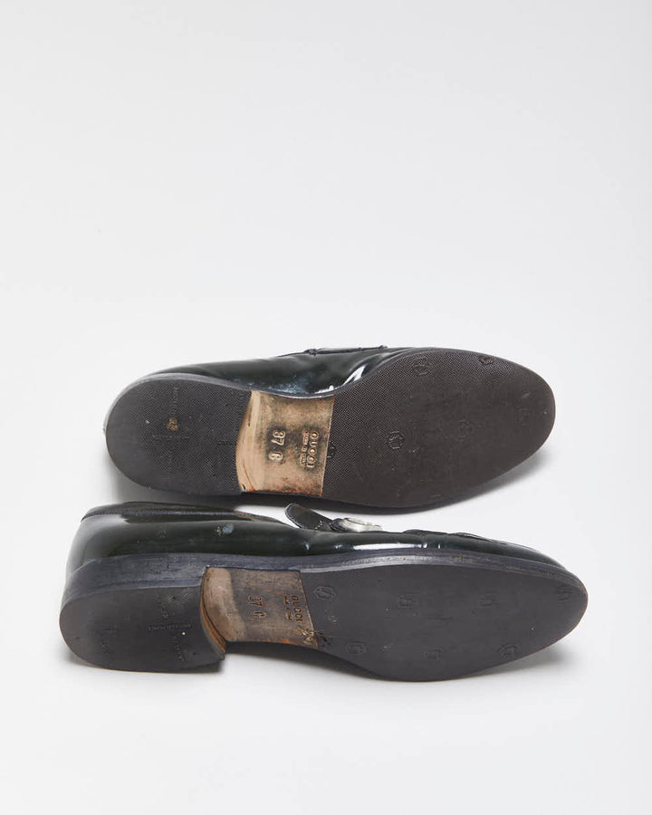 Vintage Y2K 00s Gucci Tom Ford Women's Green Patent Leather G Loafers - UK4