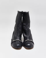 Fall2022 Valentino Garavani Women's Crystal-Embellished Stretch Leather &amp; Suede Mid Heel Sock Boots - UK4